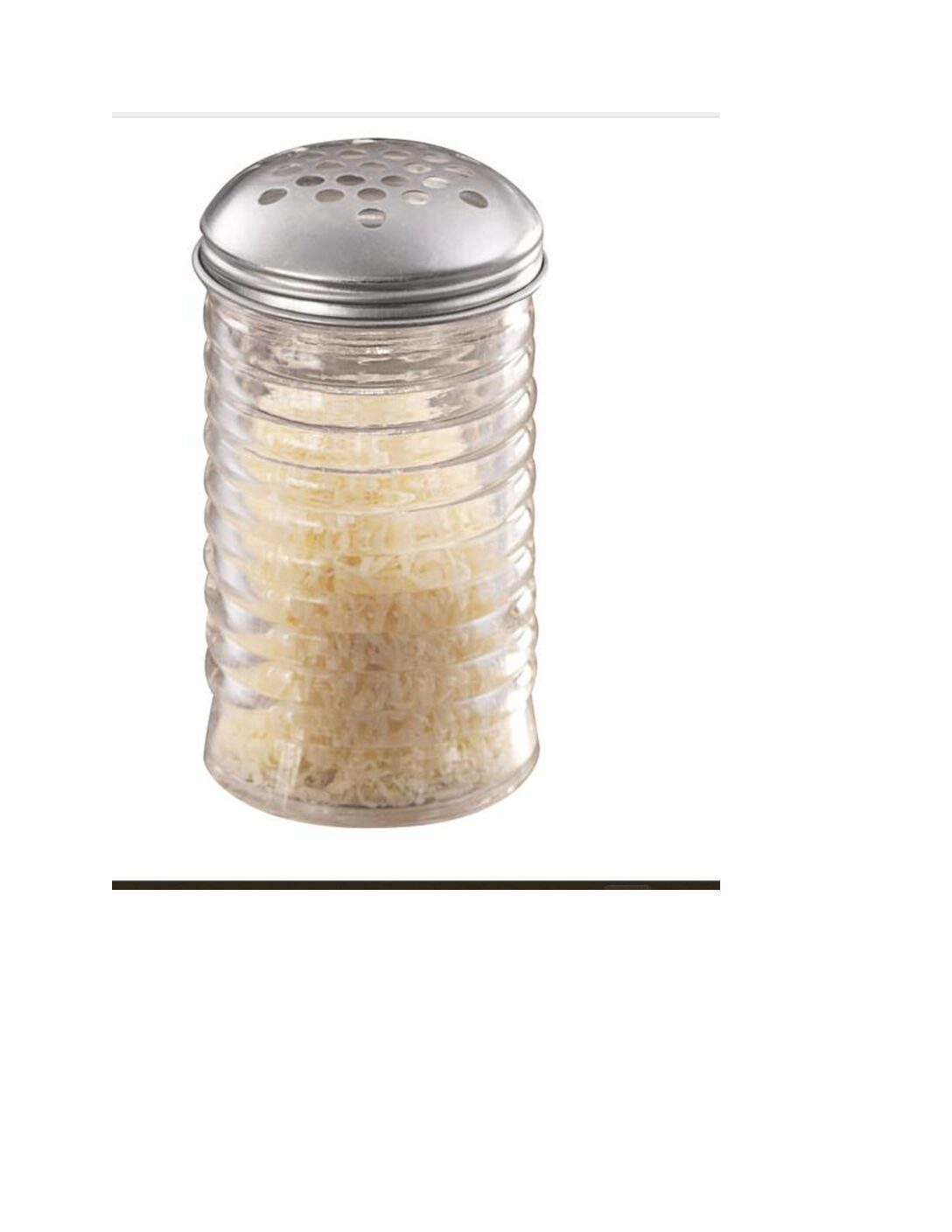 12 OZ GLASS CHEESE SHAKER W/LID EXTRA LARGE HOLES