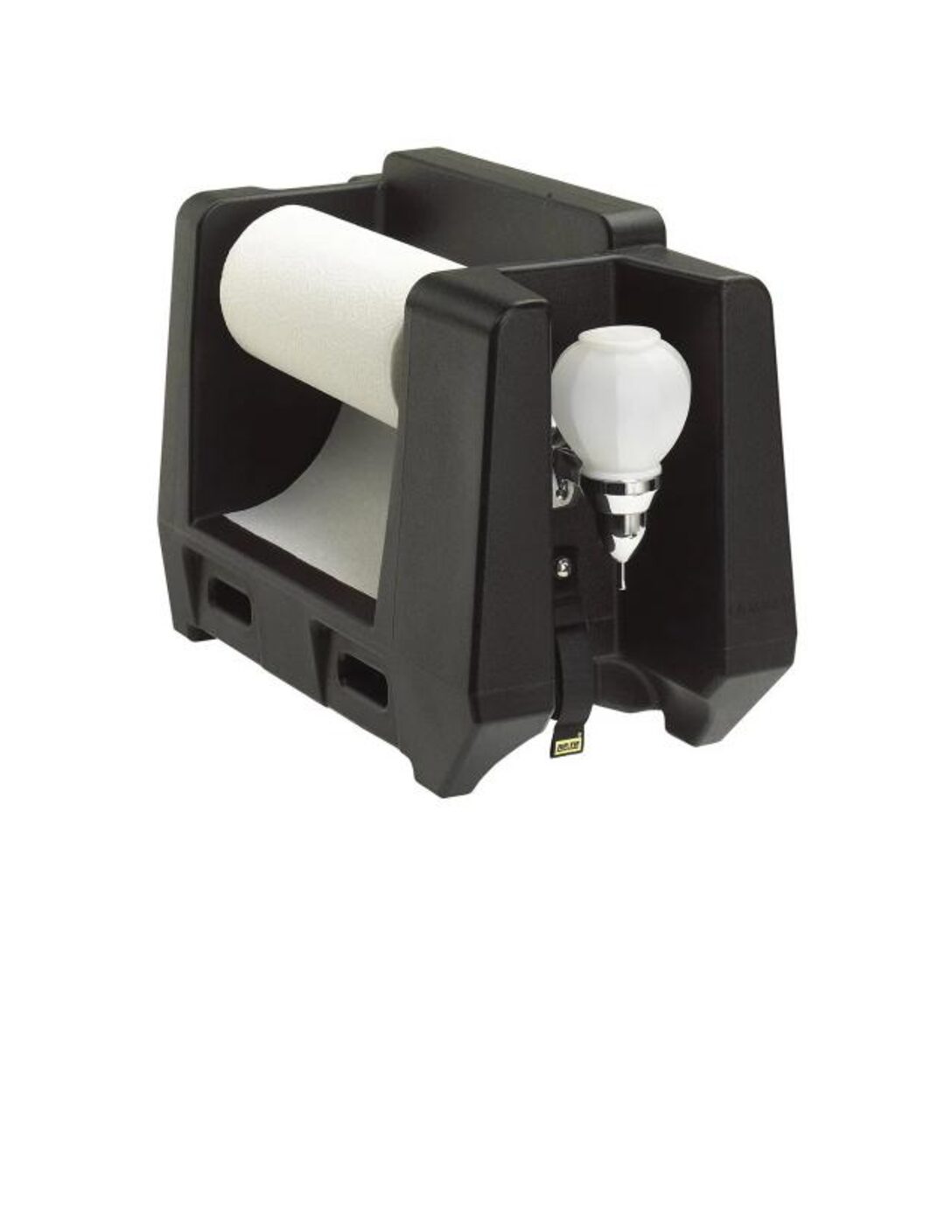 HANDWASHING STATION W/ ROLL PAPER TOWEL & SOAP DISPENSERS - PLASTIC, BLACK