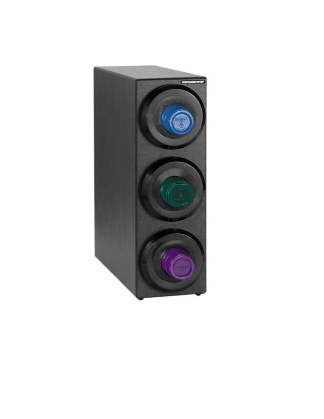 ONE SIZE FITS ALL 3-COMPARTMENT COUNTERTOP CUP DISPENSER - BLACK