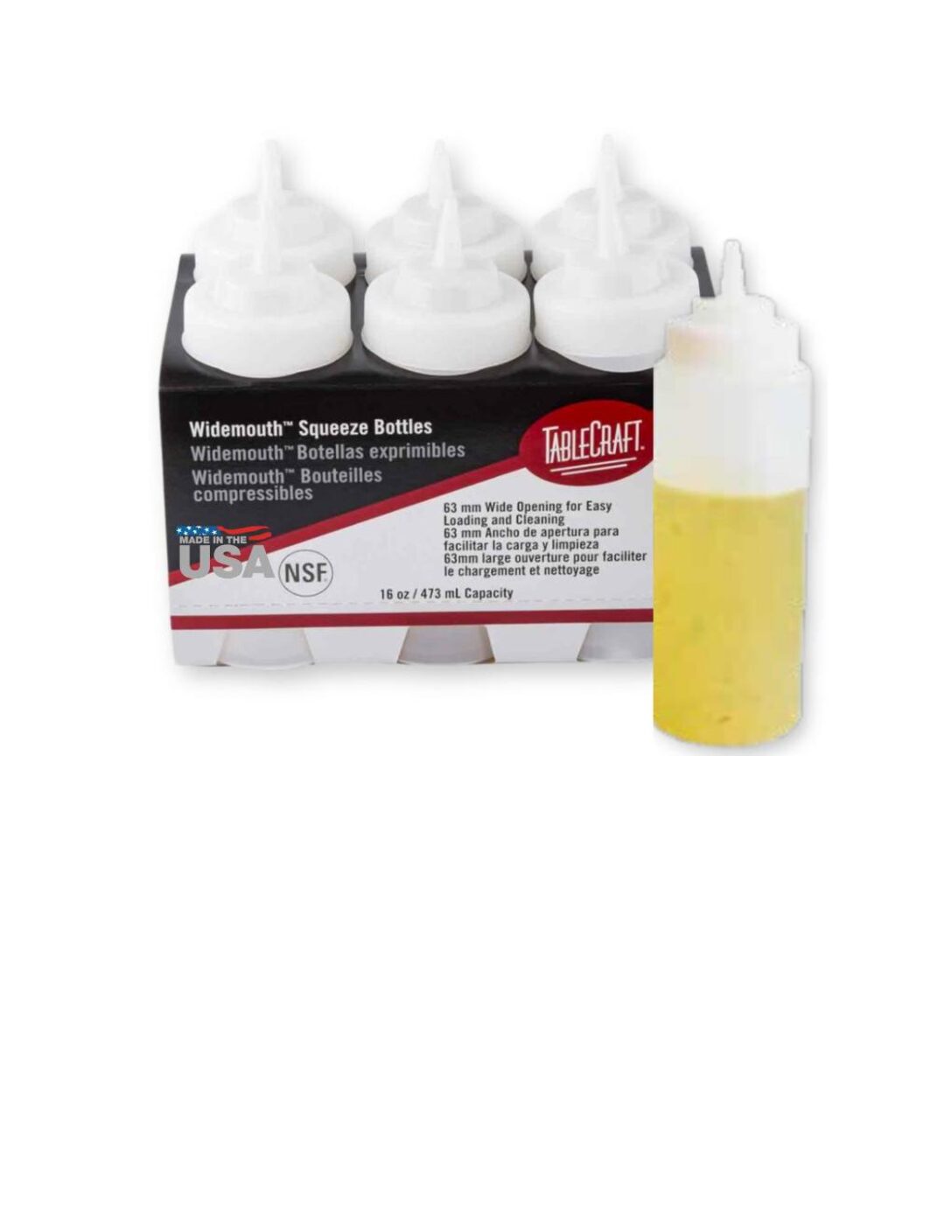 16 OZ. WIDEMOUTH SQUEEZE BOTTLES - 6/PK
